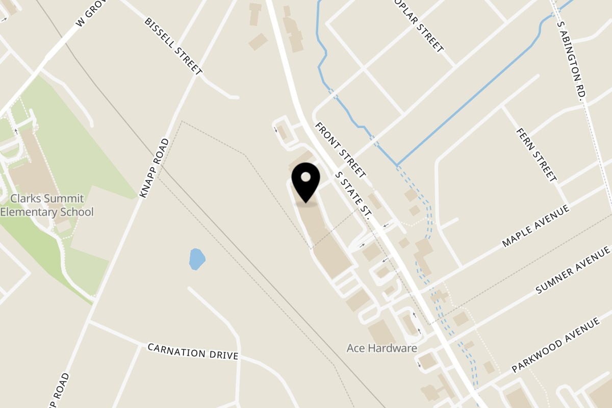 Map showing the location of HOOKED on 1000 S State St in Clarks Summit